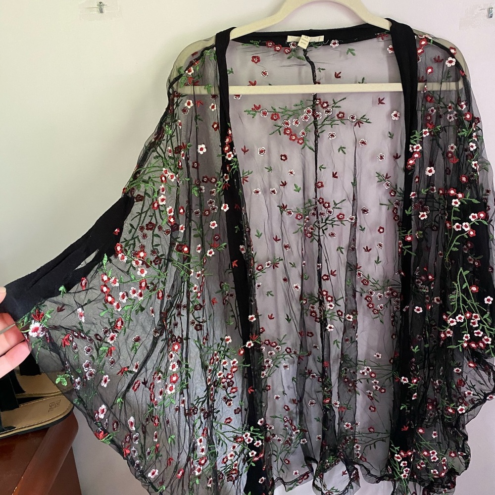 Floral mesh cardigan